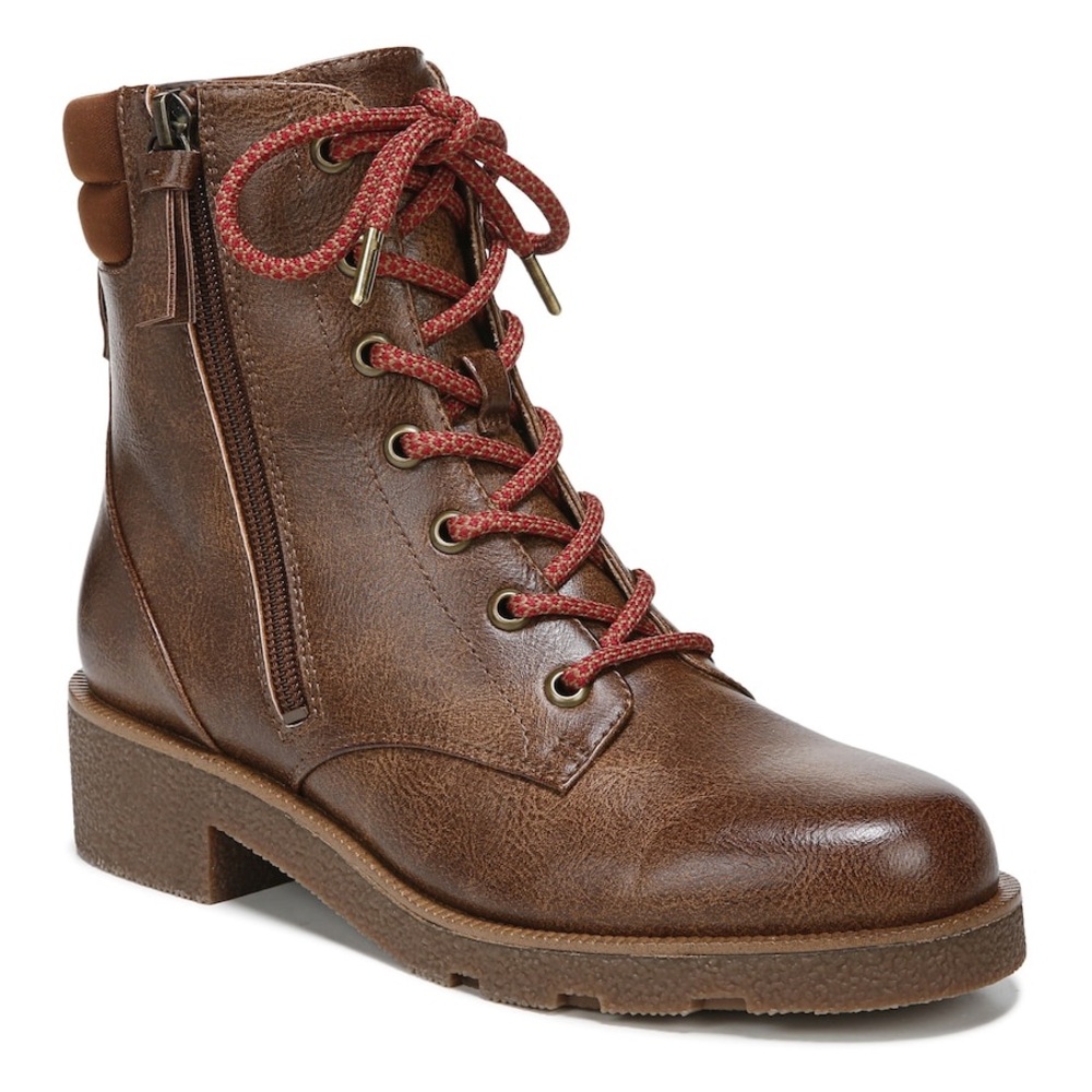 Dr. Scholl's Tan Lace-Up Boots with Red Laces